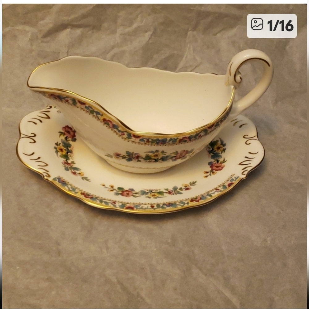 Coalport Ming Rose Gravy Boat And Under Plate